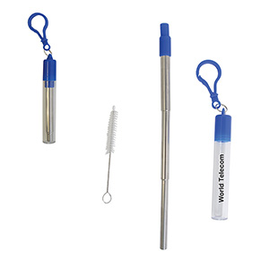 KP9694-THERMOSPHERE TELESCOPIC STAINLESS STRAW IN CASE-Royal Blue